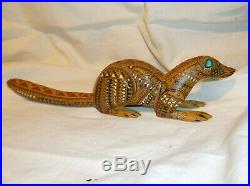 VINTAGE OAXACAN WOOD CARVING MONGOOSE BY 1st WAVE CARVERS JACOBO & MARIA ANGELES