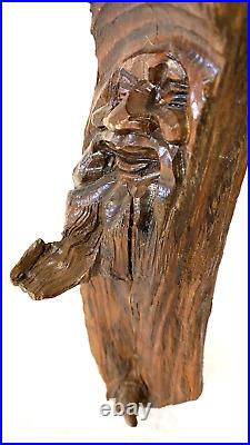 VINTAGE REAL CEDAR HAND CARVING, BEARDED OLD MAN, 16x9, WOODEN, ART SCULPTURE, GIFT