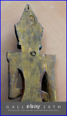 VINTAGE! SIAMESE GODDESS WOOD SCULPTURE! THAI DEVATA ANGEL ASIAN ORIG ART 1880's