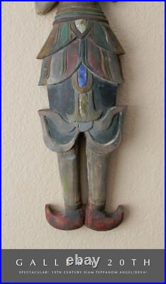 VINTAGE! SIAMESE GODDESS WOOD SCULPTURE! THAI DEVATA ANGEL ASIAN ORIG ART 1880's