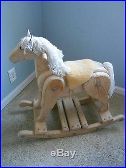 VINTAGE but NEW'80's HAND SCULPTURED WOOD ROCKING HORSE USA NWT