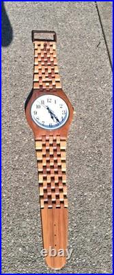 VTG 1980s Giant Clock Wooden Art Sculpture Working ClockSolid Wood Handcrafted