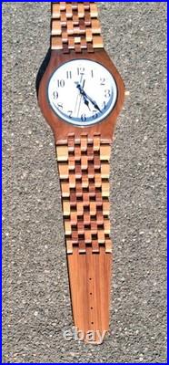 VTG 1980s Giant Clock Wooden Art Sculpture Working ClockSolid Wood Handcrafted