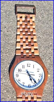 VTG 1980s Giant Clock Wooden Art Sculpture Working ClockSolid Wood Handcrafted