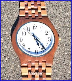 VTG 1980s Giant Clock Wooden Art Sculpture Working ClockSolid Wood Handcrafted
