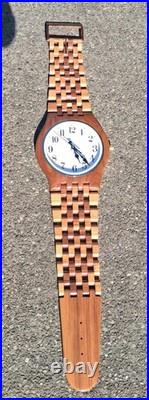 VTG 1980s Giant Clock Wooden Art Sculpture Working ClockSolid Wood Handcrafted