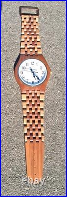 VTG 1980s Giant Clock Wooden Art Sculpture Working ClockSolid Wood Handcrafted