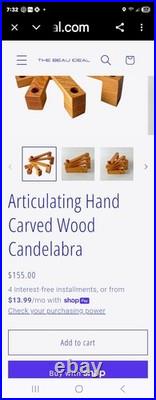 VTG 2 Hand Carved Wooden Candlelabra Excellent Condition