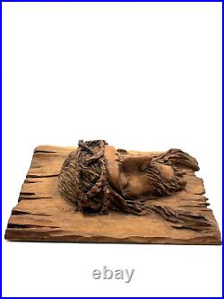 VTG 70's Handmade Wood Carving Christ Jesus Face Religious Plaque Crucifixion