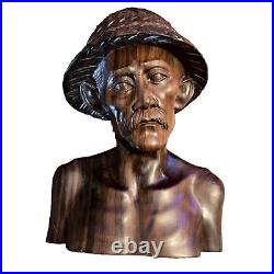 VTG 9 Wood Sculpture Tilem Gallery Mas Bali Njana Fisherman Old Man Bust