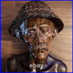 VTG 9 Wood Sculpture Tilem Gallery Mas Bali Njana Fisherman Old Man Bust