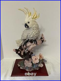 VTG Amazing Detailed Montefiori Heavy Sculpture of Large Cockatoo on Wood base