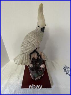 VTG Amazing Detailed Montefiori Heavy Sculpture of Large Cockatoo on Wood base