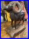 VTG Art IRON WOOD Hand Carved AMERICAN RAM Heavy Detailed 12T x 9L SCULPTURE