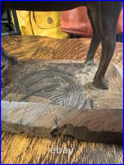 VTG Art IRON WOOD Hand Carved AMERICAN RAM Heavy Detailed 12T x 9L SCULPTURE