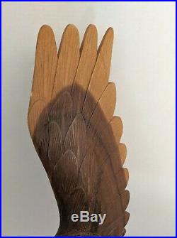 VTG Big 24 Inch Eagle Hand Carved Wood Sculpture Folk Art Detailed Cabin Decor