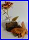 VTG Brutalist Copper Brass Wood Art Rose Butterfly Signed M. Hinz 1986