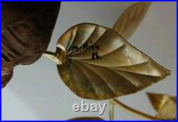 VTG Brutalist Copper Brass Wood Art Rose Butterfly Signed M. Hinz 1986