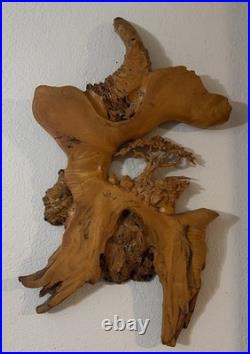 VTG Burl Wood Carved Wall Art Tree Mtns By The Tree Wiz Gary Burns Rare Find