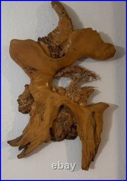 VTG Burl Wood Carved Wall Art Tree Mtns By The Tree Wiz Gary Burns Rare Find