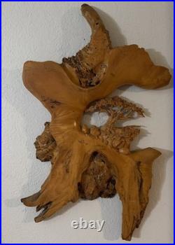 VTG Burl Wood Carved Wall Art Tree Mtns By The Tree Wiz Gary Burns Rare Find