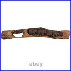 VTG Carved Wood Relief Sculpture Elephants Primitive Long Driftwood Wall Art 68