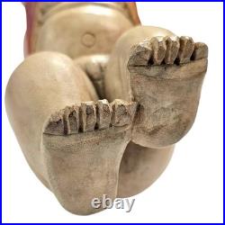 VTG Chinese Hand-Carved Lucky Baby Wood Sculpture Reclining Figure 10.25