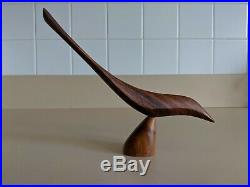 VTG Emil Milan Signed MCM Mid Century Modern Carved Padouk Wood Bird Sculpture