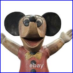 VTG Hand Carved Folk Art Mickey Mouse Wood Sculpture Figurine 12