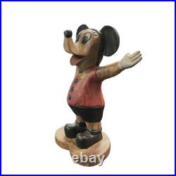 VTG Hand Carved Folk Art Mickey Mouse Wood Sculpture Figurine 12