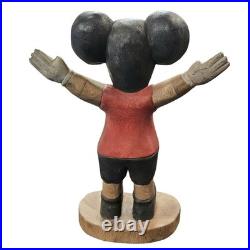 VTG Hand Carved Folk Art Mickey Mouse Wood Sculpture Figurine 12