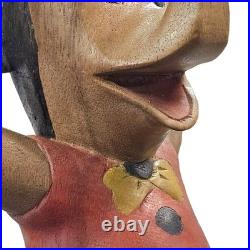 VTG Hand Carved Folk Art Mickey Mouse Wood Sculpture Figurine 12