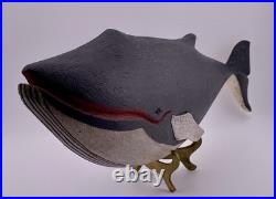 VTG Hand-Carved GUS MIRANDO HUMPBACK WHALE Sculpture Wall Hanging, RARE HTF