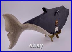 VTG Hand-Carved GUS MIRANDO HUMPBACK WHALE Sculpture Wall Hanging, RARE HTF