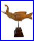 VTG Hand Carved Thai Elephant Fish Makara Sculpture Wood on Stand 18 Tall