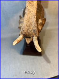 VTG Hand Carved Thai Elephant Fish Makara Sculpture Wood on Stand 18 Tall