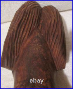 VTG Hand Carved Wood African Woman MAN Head Statue ART SCULPTURE BUST PRIMITIVE