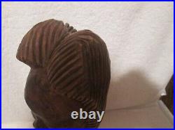 VTG Hand Carved Wood African Woman MAN Head Statue ART SCULPTURE BUST PRIMITIVE