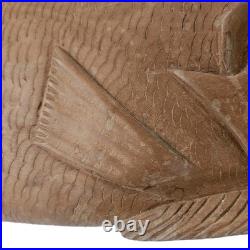 VTG Hand Carved Wood Fish Sculpture Folk Art Fine Detail Large Single Piece 17x8