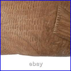 VTG Hand Carved Wood Fish Sculpture Folk Art Fine Detail Large Single Piece 17x8