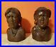 VTG Hand Carved Wood Igorot Tribe Man & Woman Bust Phillipines Sculpture Statues