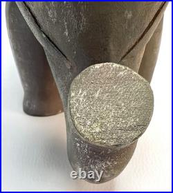 VTG Hand Carved Wooden Elephant Sculpture 12Lx4.25Wx8.5H MCM Solid Hardwood Art