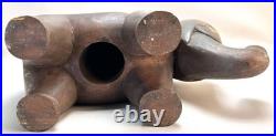 VTG Hand Carved Wooden Elephant Sculpture 12Lx4.25Wx8.5H MCM Solid Hardwood Art