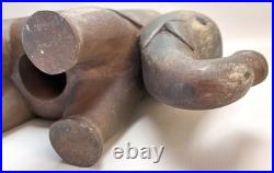 VTG Hand Carved Wooden Elephant Sculpture 12Lx4.25Wx8.5H MCM Solid Hardwood Art