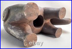 VTG Hand Carved Wooden Elephant Sculpture 12Lx4.25Wx8.5H MCM Solid Hardwood Art