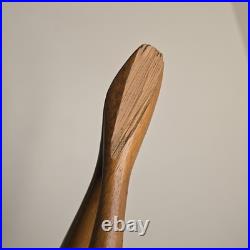 VTG Hand-Carved Wooden Female Sculpture Mid Century Modern Folk Art 27.5 Flaw