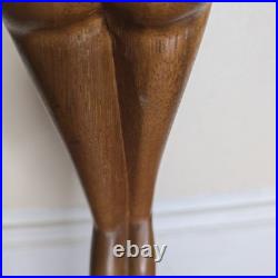 VTG Hand-Carved Wooden Female Sculpture Mid Century Modern Folk Art 27.5 Flaw