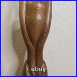 VTG Hand-Carved Wooden Female Sculpture Mid Century Modern Folk Art 27.5 Flaw