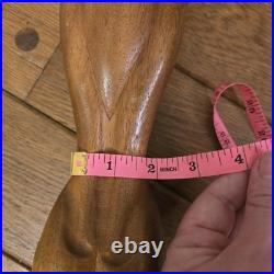 VTG Hand-Carved Wooden Female Sculpture Mid Century Modern Folk Art 27.5 Flaw