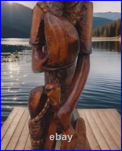 VTG Hand Carved Wooden Folk Art Caribbean Man Very Detailed Sculpture 2-ft. 7-in VTG Hand Carved Wooden Folk Art Caribbean Man Very Detailed Sculpture 2-ft. 7-in